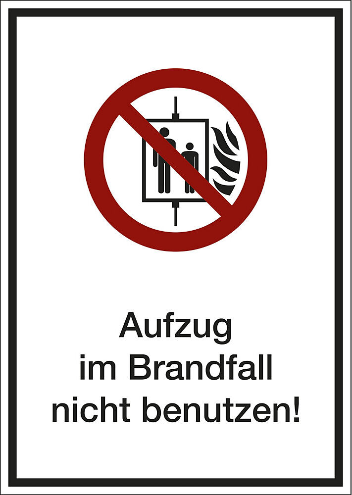 kaiserkraft Kombizusatzschild mit Text für Verbotszeichen, Aufzug im Brandfall nicht benutzen, VE 10 Stk, Folie, LxHxT 105 x 148 x 0,1 mm
