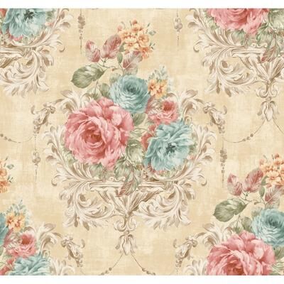 Seabrook Designs Rosa Floral Chandelier Unpasted Wallpaper