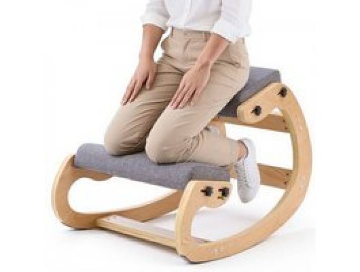 VEVOR Chaise à Genoux Ergonomique, Siège Assis Genoux Coussins en Mousse Épaisse, Réglables à 3 Niveaux, pour Maison Bureau Méditation, Cadre en Bois Massif, Soulage Tensions du Cou et du Dos, Grise