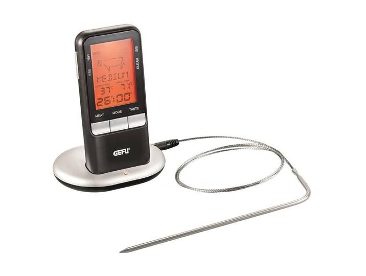 Bratenthermometer GEFU HÄNDI , schwarz (schwarz, silberfarben), Temperaturmessgeräte, Bratenthermometer