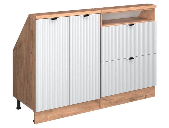 Meuble sous pente Vicco R-Line Blanc cannelé 120cm Lot de 2\, Model 60602