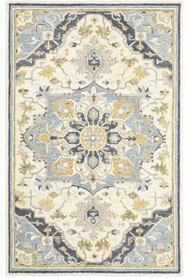Style Haven Ava Hand-tufted Wool Loop-pile Vintage Medallion Blue/Cream Area Rug