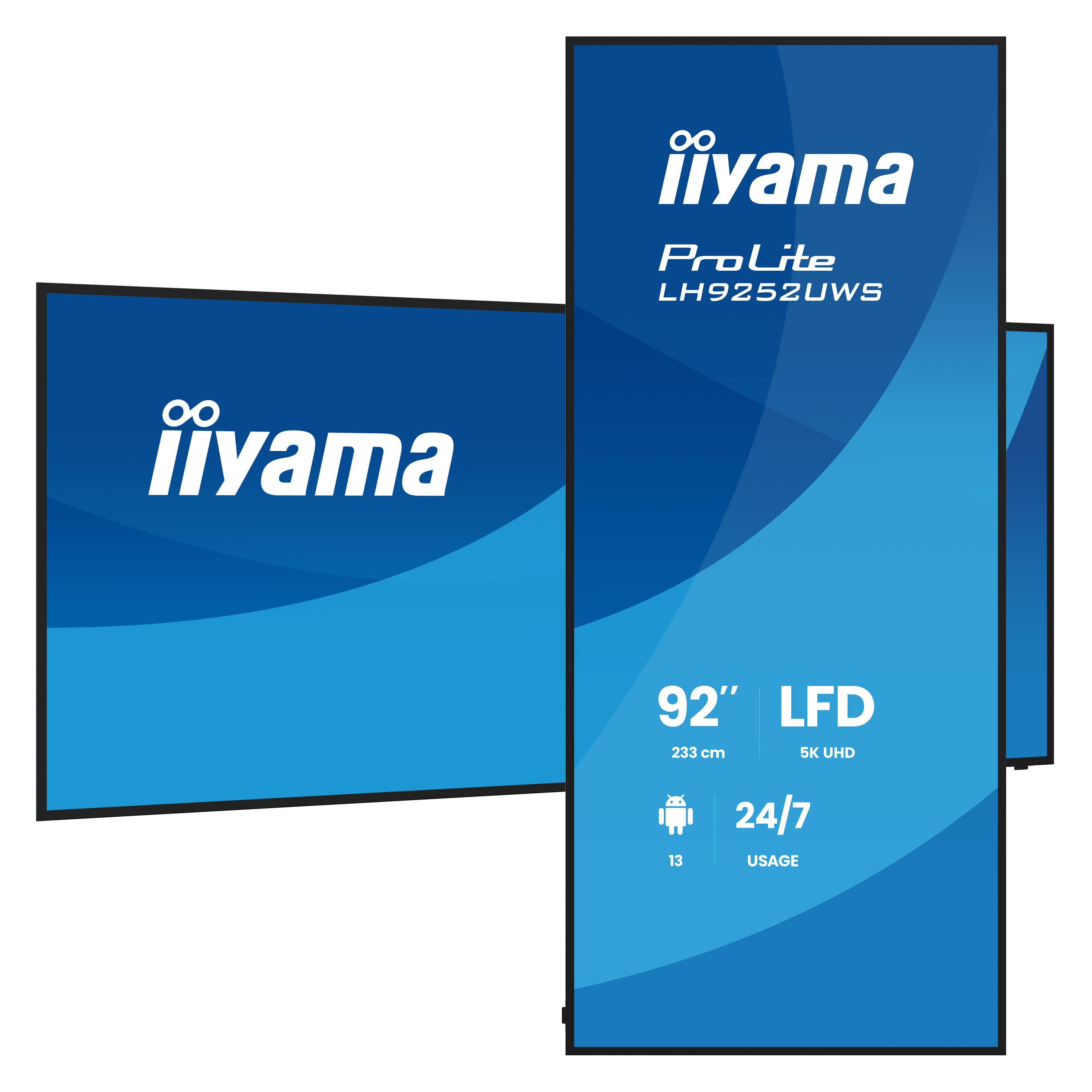 iiyama 92 LH9252UWS-B1AG HDMI DP USB-C (5120 x 2160 Pixel, 92") (LH9252UWS-B1AG)
