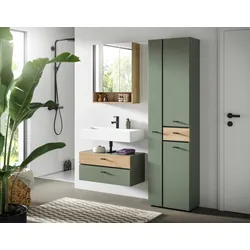Badezimmer AQUA Grün, Eichefarben 3-teilig
