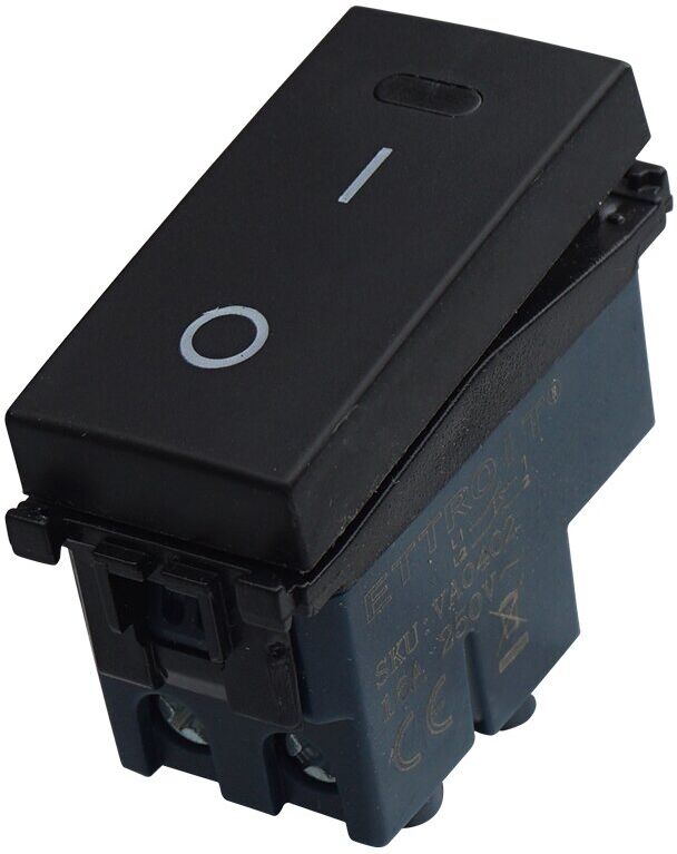 Ettroit Interruttore Bipolare 2p 16a 0-1 Colore Nero Compatibile Con Vimar Arke Va0402