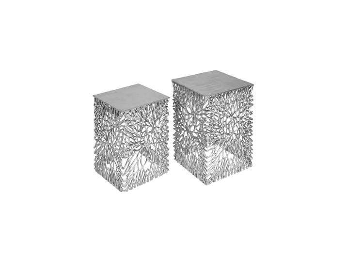 2er-Set Beistelltisch „Leaf“ Silber Invicta Interiors