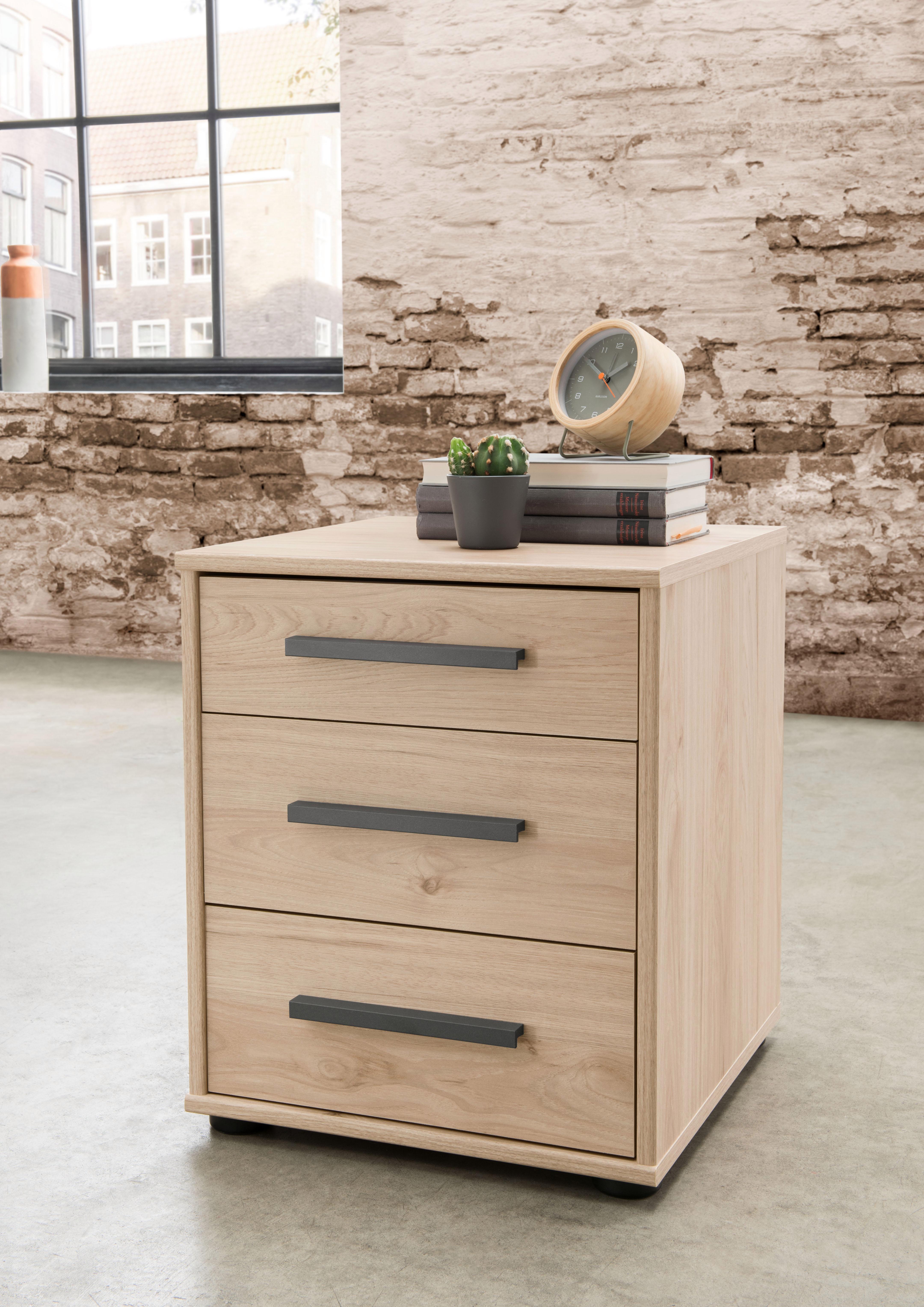 Nachttisch WIEMANN "Brüssel", beige (steineiche nachbildung, schiefer nachbildung), B:40cm, Tische, Nachttisch, vormontiert