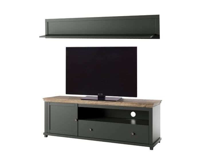 Wohnkombination 2-teilig Spanplatte, foliert Grün/Dunkelgrün 181 x 93 x 49cm