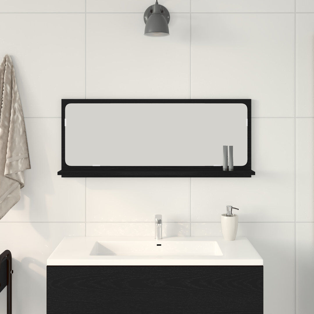 Latitude Run Rectangle Wall Vanity Mirror Black Oak 37 cm H x 90 cm W