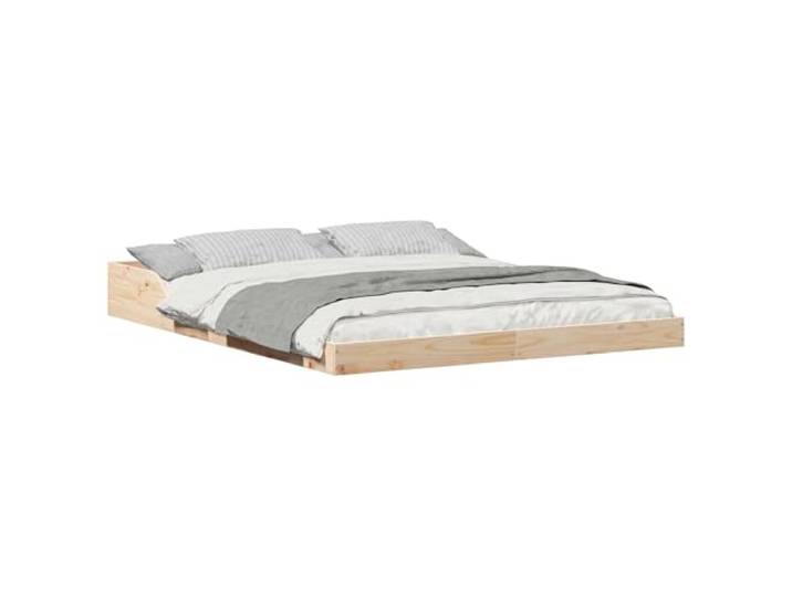 SDWEHBJ Bettgestell 203,5 x 153,5 x 24 cm aus massivem Kiefernholz, Natur, Plattformdesign, für Matratze 153 x 203 cm