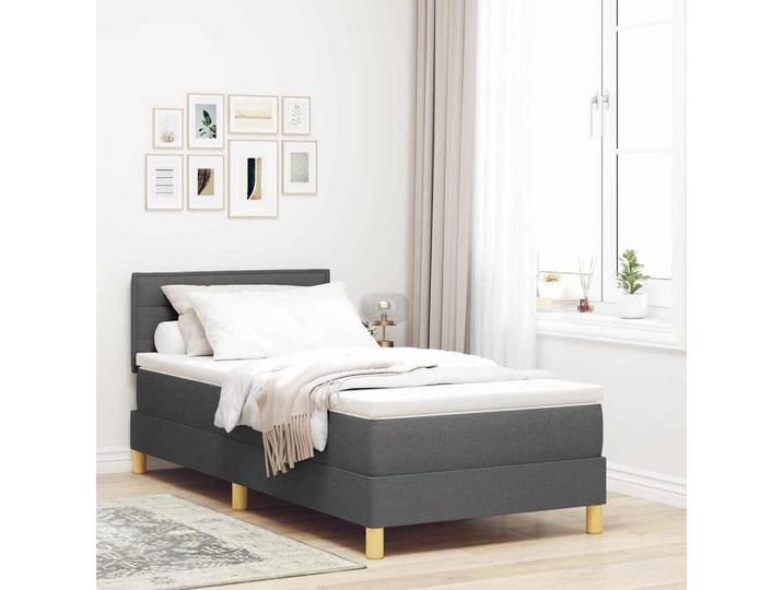 vidaXL Boxspringbett, Boxspringbett mit Matratze Dunkelgrau 80 x 200 cm Stoff