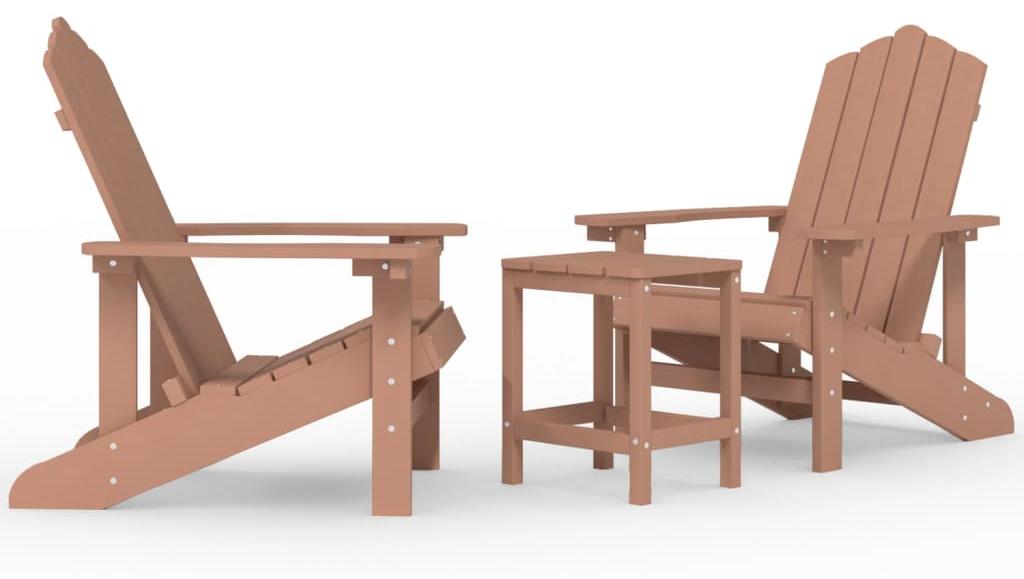 vidaXL Adirondack-Gartenstühle mit Tisch HDPE Braun