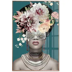 La Casa »Lady with flowers and glasses« Wandbild 80x120 cm Rahmen rosé