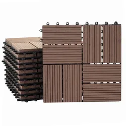 Proregal BERLINLODGE WPC Bodenfliese | 11x je BxT 30x30cm = 1qm | Holzoptik Balkon/Terrasse | Premium | Coffee Vierecke