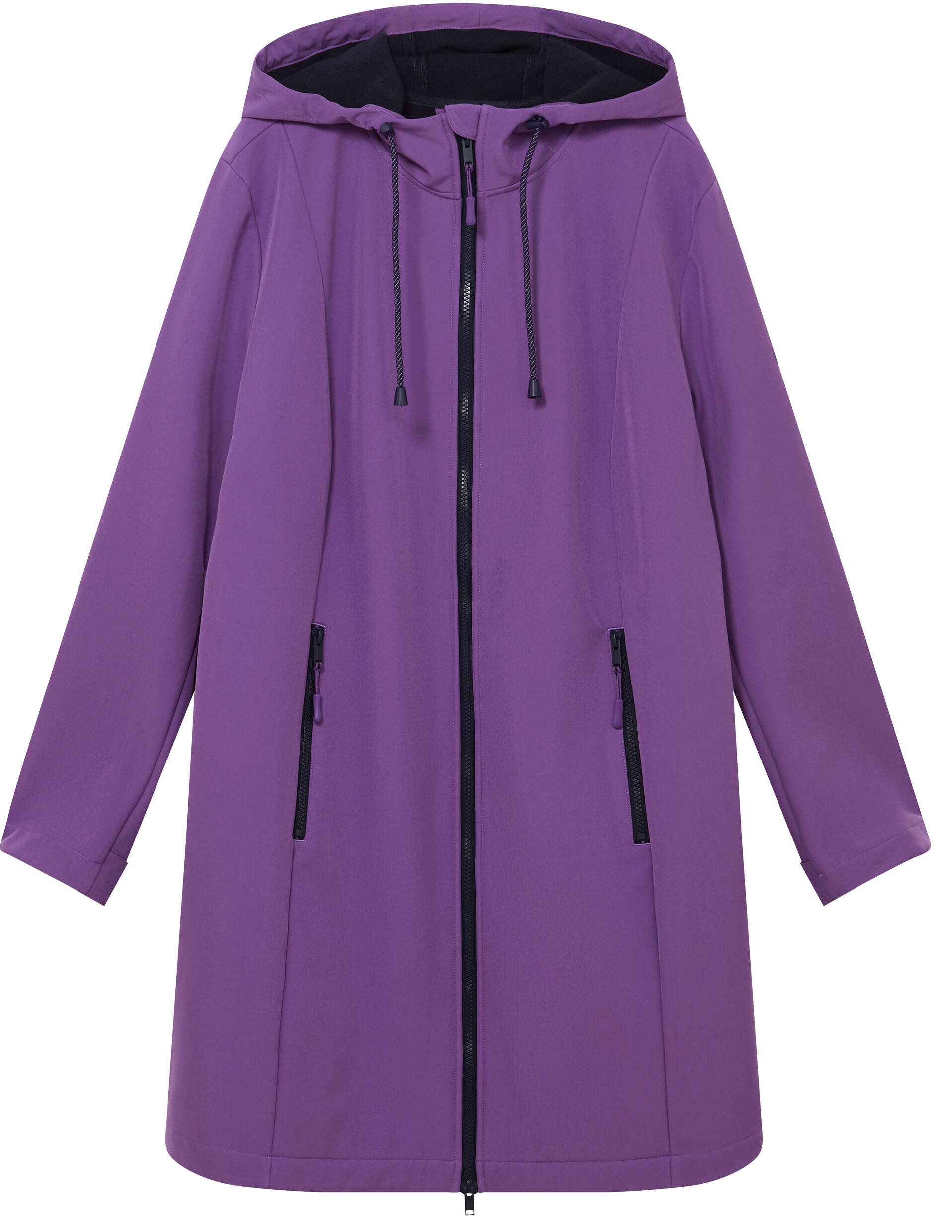 Softshelljacke SHEEGO "Softshell-Jacke Softshelljacke mit Kapuze und Tunnelzug", Damen, Gr. 58, lila, Softshell, , Sportlich, Jacken Softshelljacke