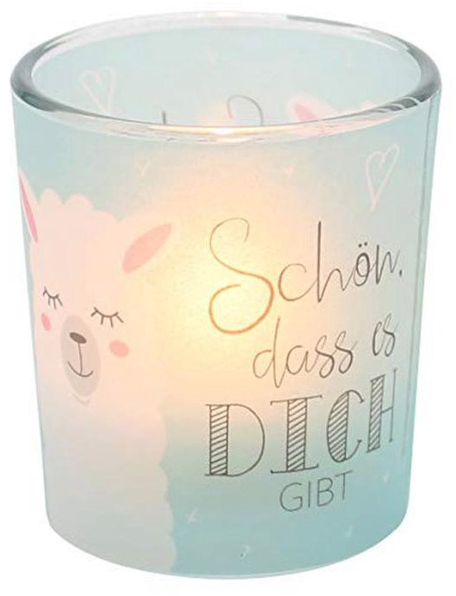 Windlichtglas met motief en theelichtje voor tafeldecoratie