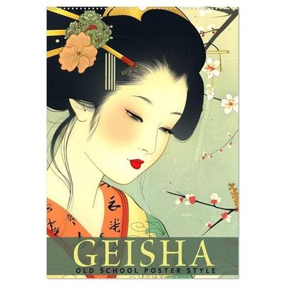 Geisha - Old School Poster Style (Wandkalender 2027 DIN A2 hoch), CALVENDO Monatskalender