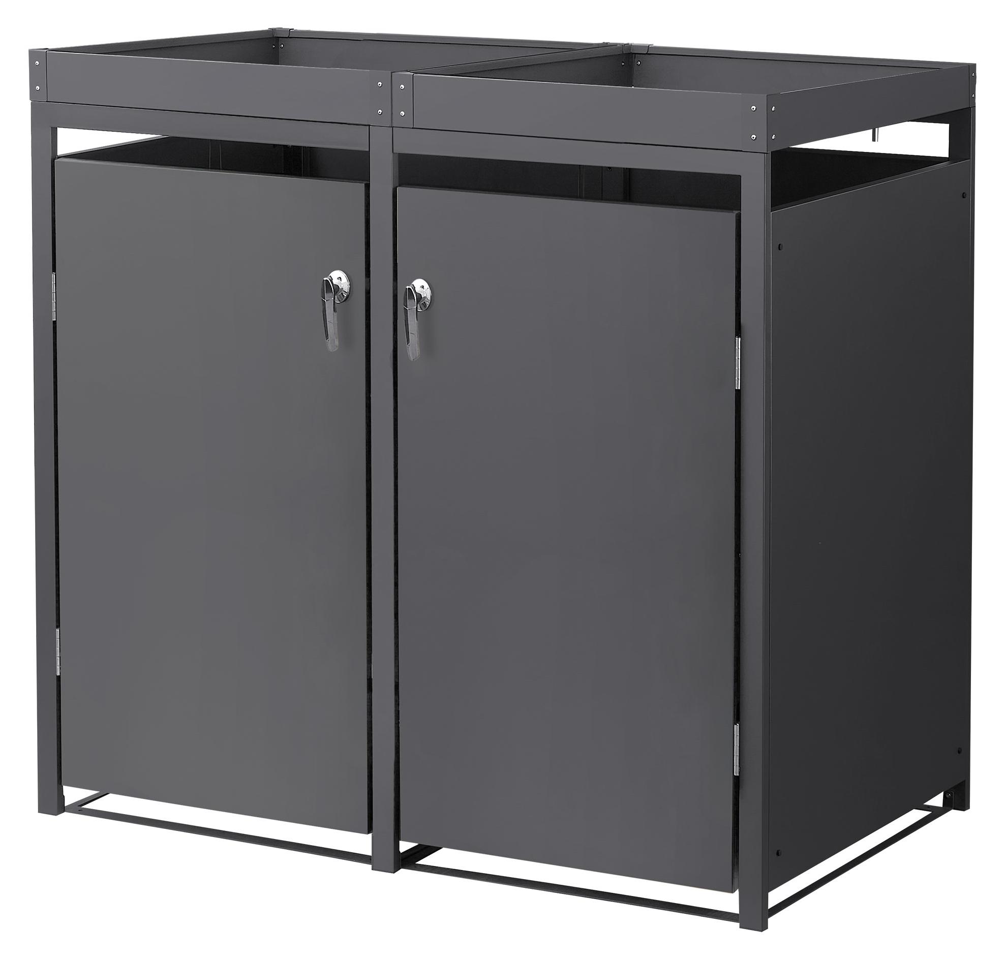 ML-Design Mülltonnenbox 2er mit Pflanzdach für 2 Mülltonnen, 240L 132x80x124cm Anthrazit, Stahl, wetterfest/abschließbar