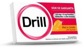 Drill Pastilhas Mel e Limão Dor de Garganta 24 pastilhas