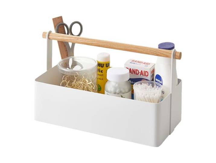 Yamazaki 2312 TOSCA Tool Box L\, white\, Steel / Wood\, 29 x 13 x 16 cm
