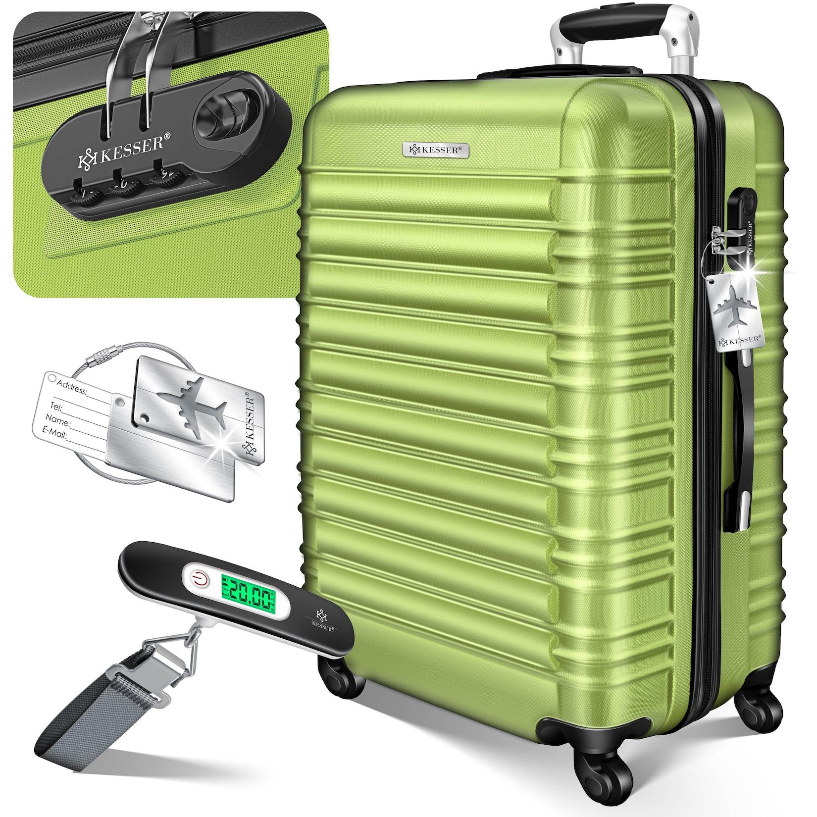 KESSER® Reisekoffer Hartschalen-Koffer Inkl. Kofferwaage + Gepäckanhänger Trolley Gepäck Rollkoffer Zahlenschloss 4 Rollen ABS-Hartschale Teleskopgriff