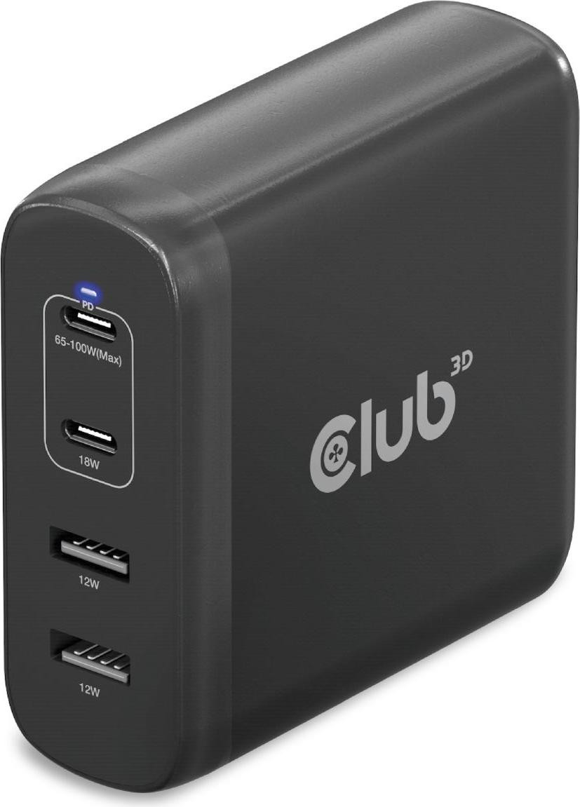 Club3D CAC-1912EU GaN Ladegericht met 2x USB Type C en 2x USB Type A, PD 100W