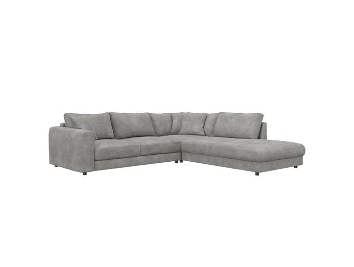 Ecksofa mit Ottomane Grau/Grau Teddy-Bouclé Stoff Bony 267 x 79 x 254cm Ottomane davorstehend rechts Modern