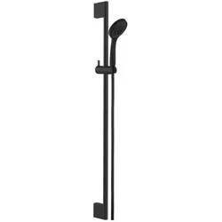 Herzbach Deep Black Wandstangenset 23.690310.1.12 mit Handbrause Deep 100 mm Multifunktion, schwarz matt, 900mm