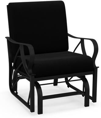 Costway Patio Glider Rocking Chair with Thick Cushion and Curved Armrest-Black