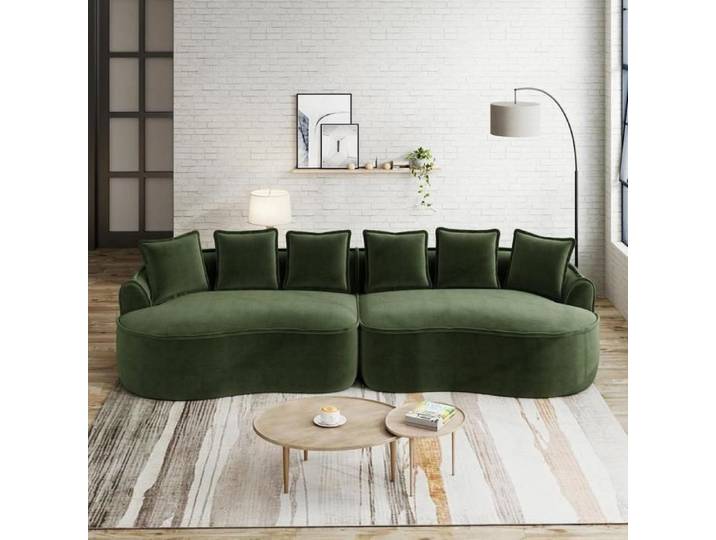 Canapé modulaire - KOMHTOM - Modulaire 4 places - Tissu chenille - Assise profonde - Coussins inclus