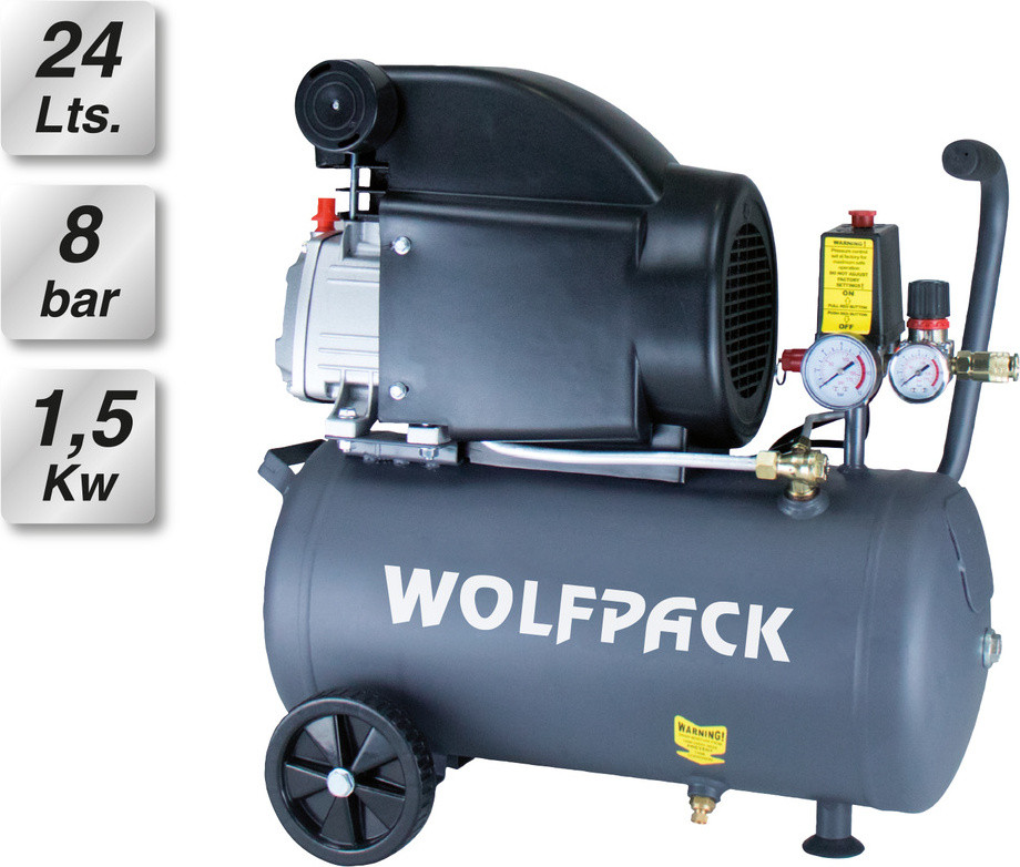Wolfpack Linea Professional luchtdrukkompressor, 24 liter, 8 bar, 1,5 kW