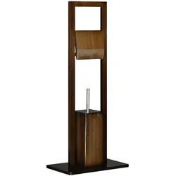 Relaxdays WC Garnitur, Klobürste, Klopapierhalter, Toilettenbürste, Toilettenpapierhalter, Bambus, HBT 82x36x21cm, braun