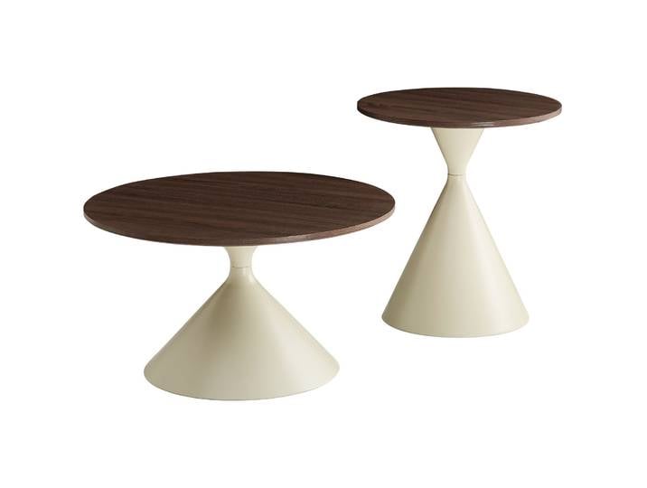 Adrize runde Couchtisch-Sets 50 und 70 cm Nussbaumfurnier mit