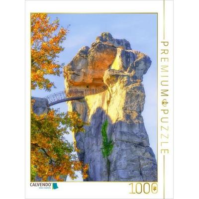 CALVENDO Puzzle Mysteriöser Charme vom 40Meter hohen Sandsteinfelsen , Externsteine 1000 Teile Puzzle hoch | 1000 Teile Lege-Größe 64 × 48 cm