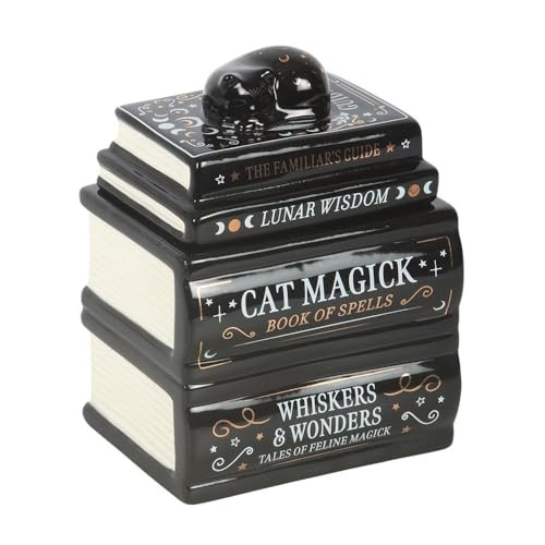 Something Different Black Cat Book Stack met Kat Oliebrander - Zwart