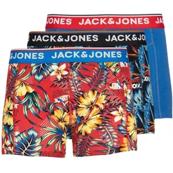 Jack & Jones Herren Boxershort JACAZORES TRUNKS 3er Pack - Black Pompain red - Blue lolite 12228458 - M
