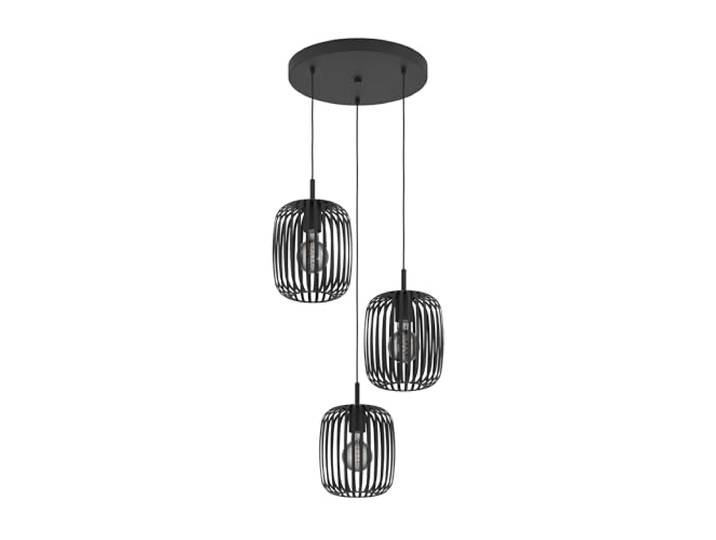 Eglo Suspension luminaire Romazzina\, lustre à 3 lampes pour salon et salle à manger\, lampe de plafond suspendue\, métal noir\, douille E27\, Ø 46 cm