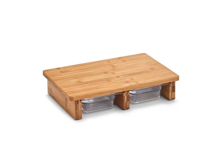 Zeller Present Schneidebrett, Naturfarben, Holz, Kunststoff, Bambus, 41x27x9 cm, Auffangwanne, Küchenzubehör, Schneidebretter