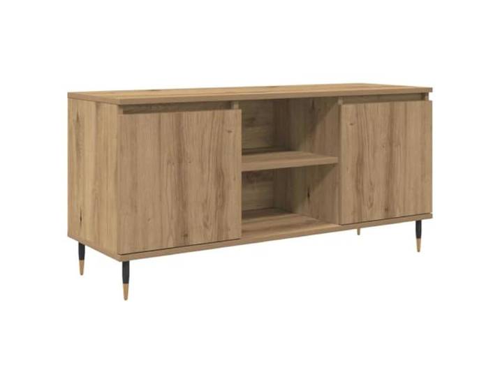 GHVBNMF TV-Schrank Artisan-Eiche 104x35x50 cm Lowboard mit Türen Stabiles Lowboard in Artisan-Eiche-Optik mit 2 Türen und Metallbeinen für geordnete Unterhaltungselektronik im Wohnzimmer.