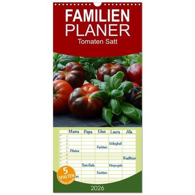 Familienplaner 2026 - Tomaten Satt mit 5 Spalten (Wandkalender, 21 x 45 cm) CALVENDO