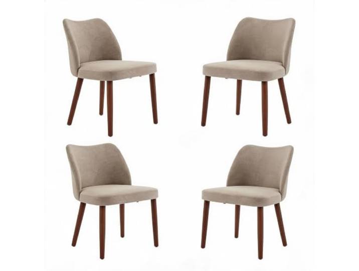 GarveeHome 6er-Set Esszimmerstühle aus Leinen mit Flügelrücken Holzbeinen ergonomisch gepolstert Camel