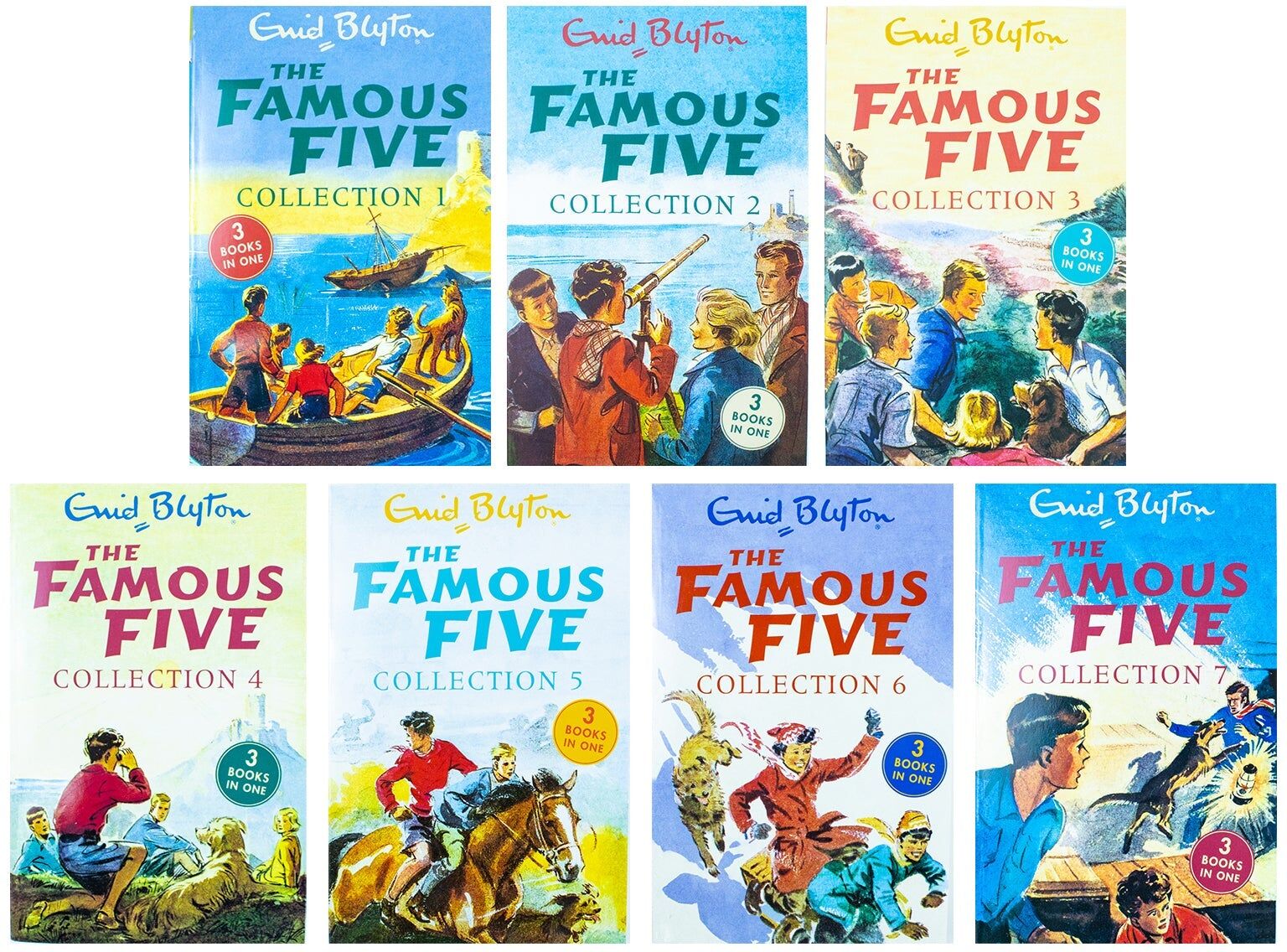 Hodder Children's Books ltd Enid Blyton Famous Five Series 7 Books Collection Set 21 Stories (3 Books in 1)