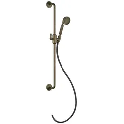 Gessi Venti20 Brausestange mit gebogener Halterung, mit schwenkbarem Brausehalter, Wandmontage, 1-Strahl, 1/2 Anschluss, 65144713, Farbe: Messing Antik