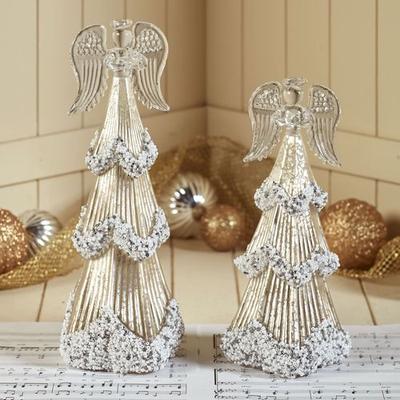 Melrose International Celestial Angel Figures Clear Set of Two, Set of Two, Clear