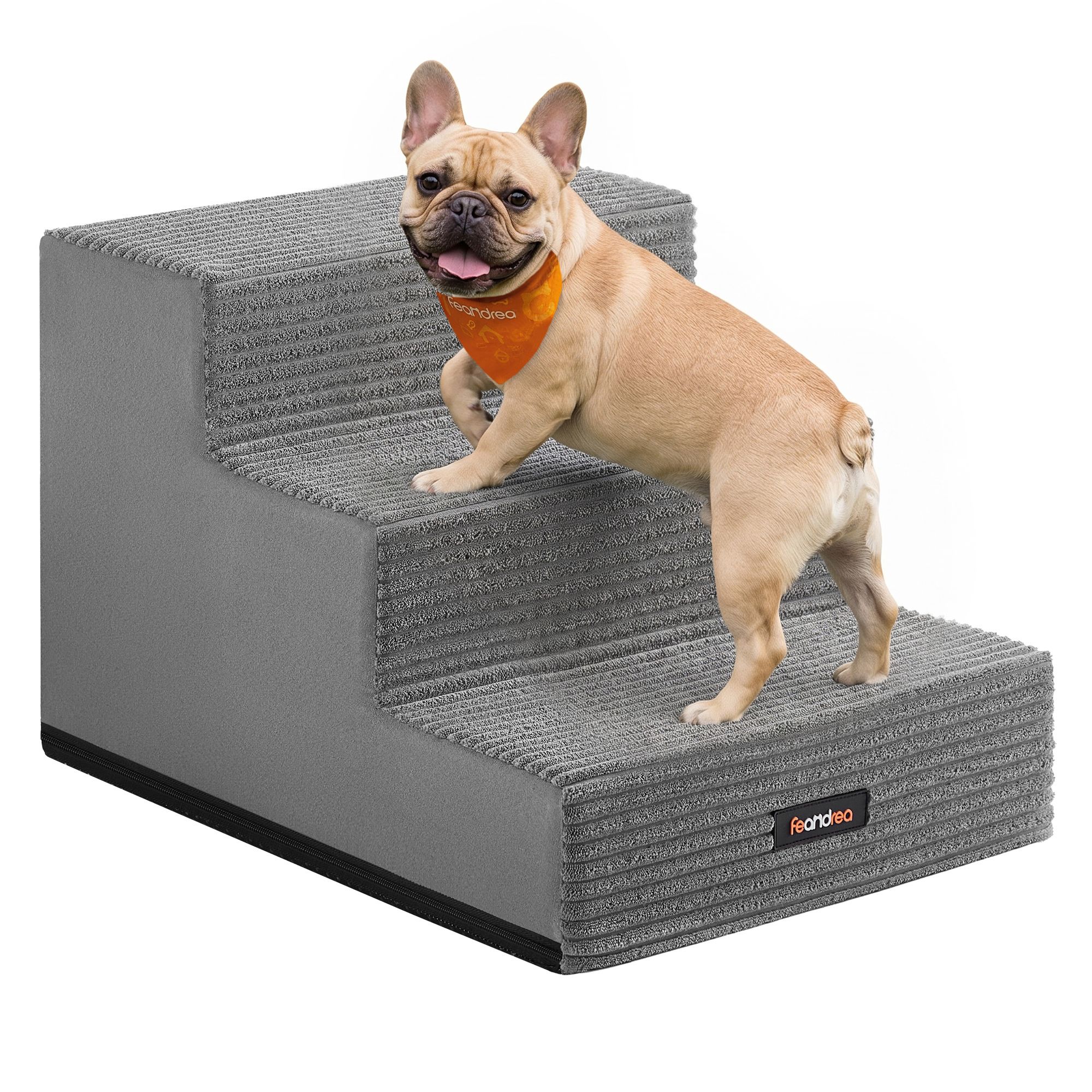 Feandrea Hundetreppe aus Schaumstoff mit 3 Stufen, 46 x 40 x 33 cm PPS023GD01