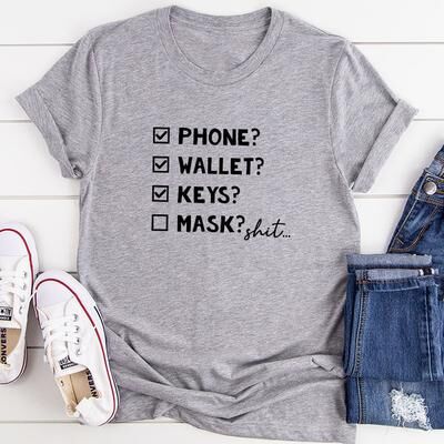 ForAllApparel Phone Wallet Keys Mask Checklist T Shirt Athletic Heather S