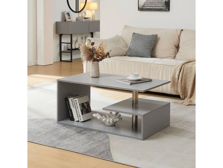 Couchtisch 'Haarlem' Wohnzimmertisch 90 x 50 x 41 cm Hellgrau