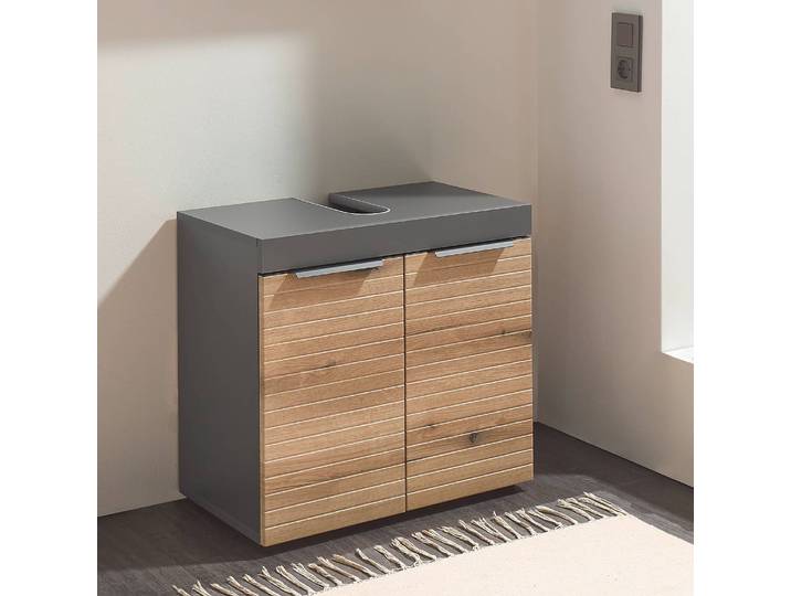 Meuble sous-lavabo 60cm Marron/Gris/Imitation chêne/Gris graphite