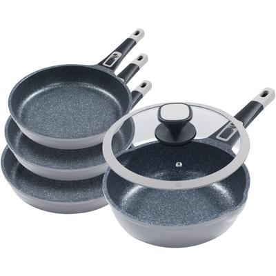 Pfannen-Set KING "Moonscape", grau, Ø:28cm, Pfannen, abnehmbarer Griff, MOONSCAPE-Beschichtung, Induktion