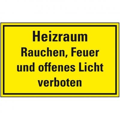 Aufkleber I Hinweisschild Heizraum Rauchen, Feuer...verboten, Folie, selbstklebend, 300x200mm
